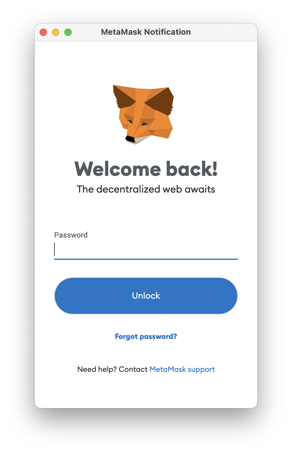 Unlock metamask wallet